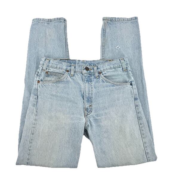 Levis 505 VTG 1992 Faded WORN Blue Jeans Straight 32x34 1990s Distressed Light - Picture 3 of 14